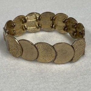 Gold Tone Round Stretch Bracelet Moon Shaped Fashion Jewelry